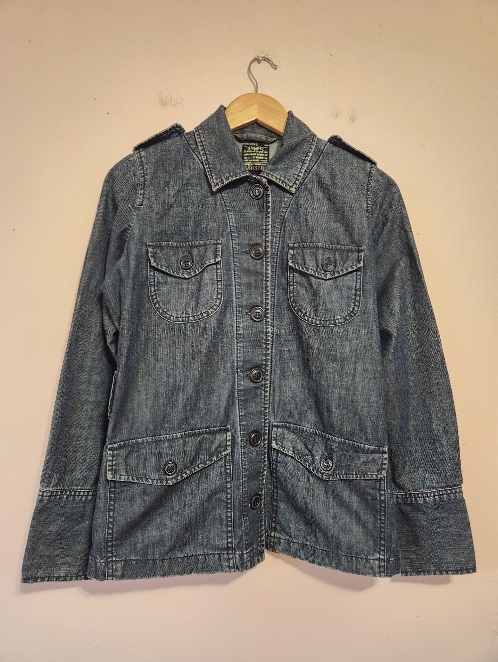 Lucky Brand Y2K Outdoor Utility Denim Field Chore Safari Jacket Blue Size Small